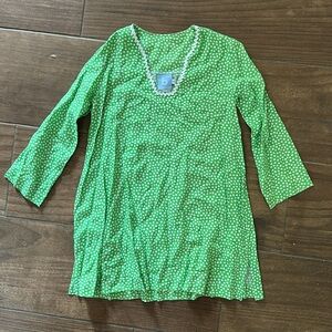 Bella Bliss Green Tunic with White Trim Relaxed Fit size 4
